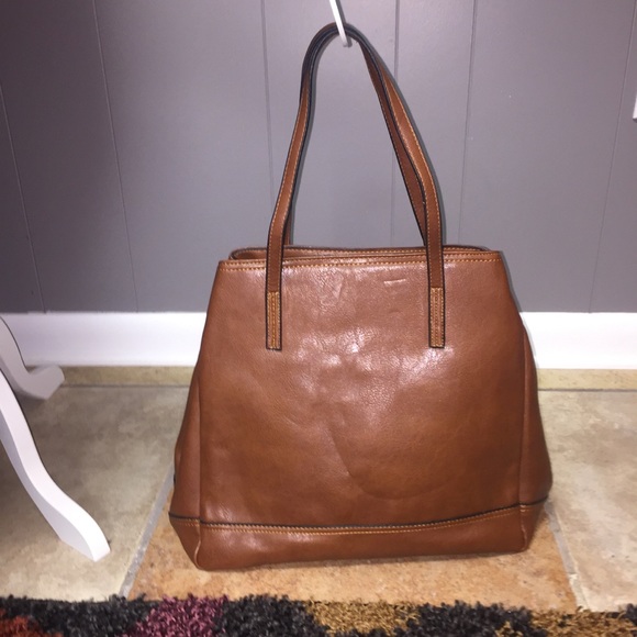Zara Handbags - NWOT Zara Brown Leather Tote Bag with Inner Pouch